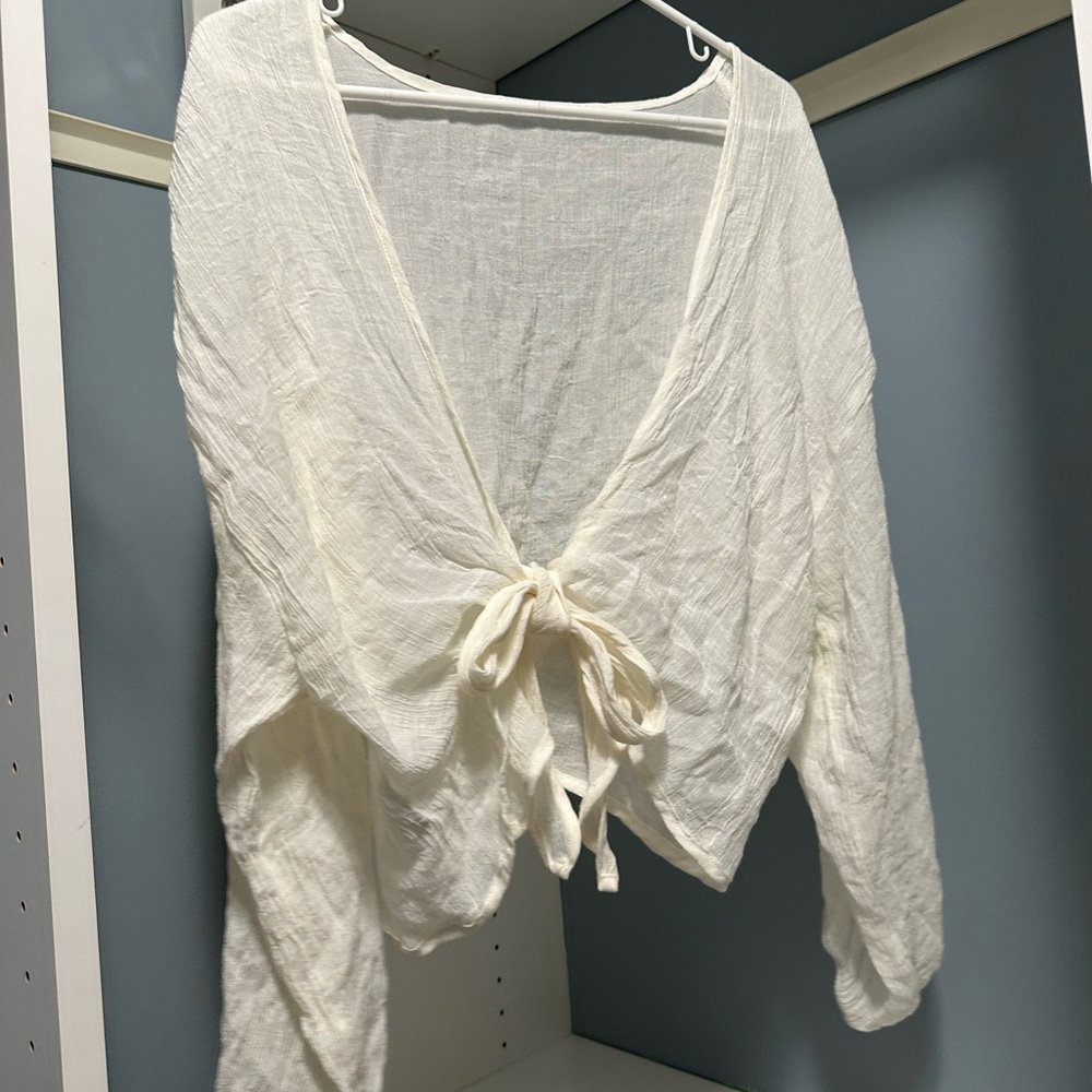 Cream Tie-Front Blouse